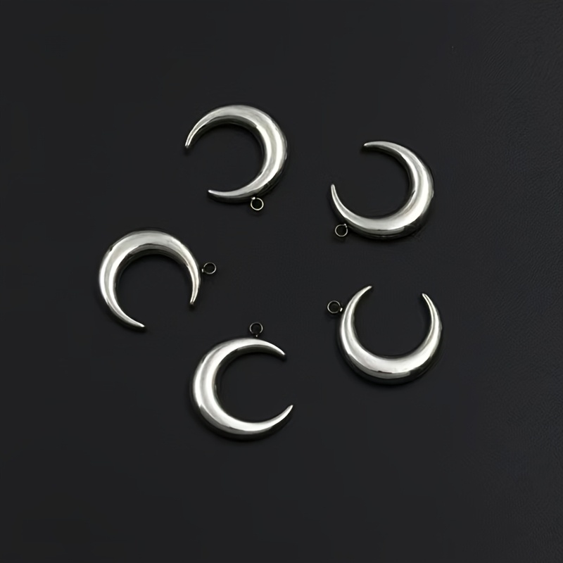 5pcs Stainless Steel Moon Pendants DIY Jewelry Set
